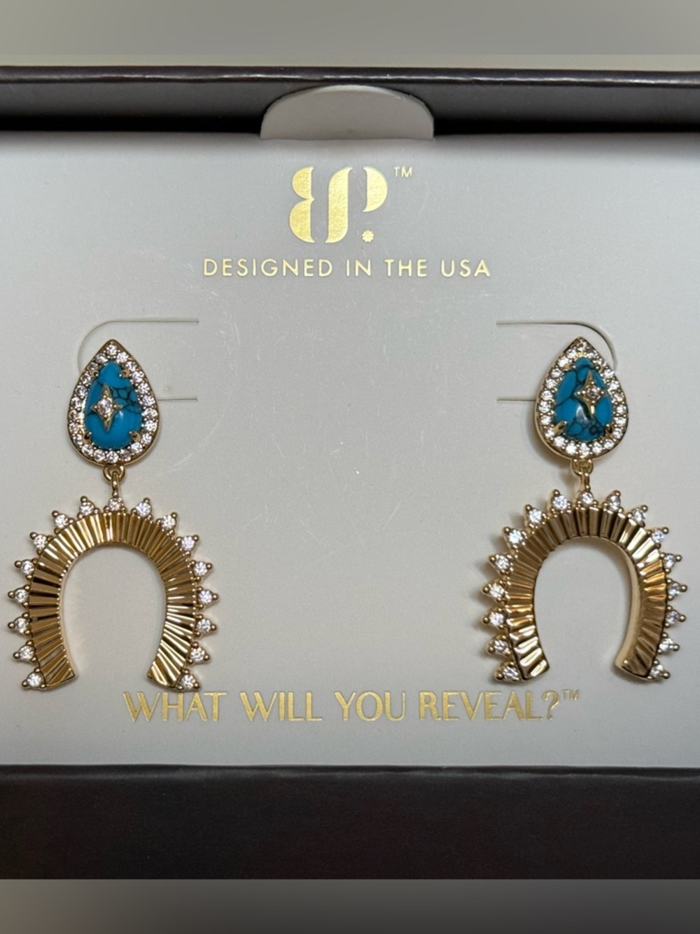 BP Gold-Tone Turquoise Drop Earrings